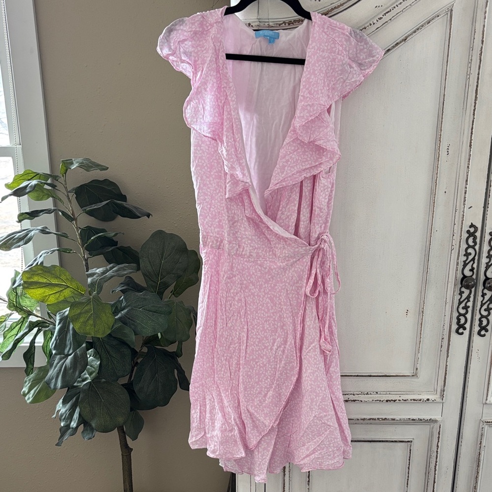 Draper James RSVP Ruffle Wrap Dress Pink Floral Women's Size XXL